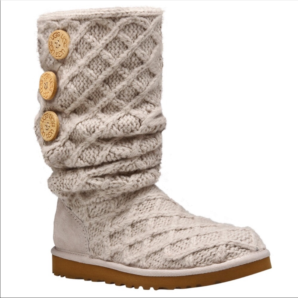 UGG lattice Cardy Knit Boots Size 6,Sand Knit
